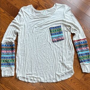 Women's Multicolor Patterned Long Sleeve Top